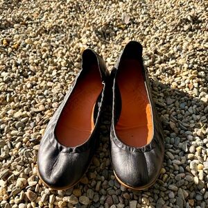 HERMÈS BLACK LEATHER VINTAGE BALLET FLATS SIZE 38